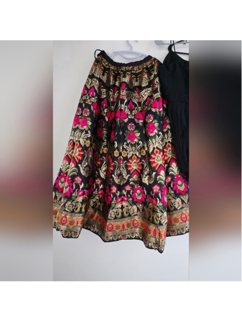 Black Zari Thread Work Banarasi Silk Lehenga Choli With Dupatta - Picture 6 of 13